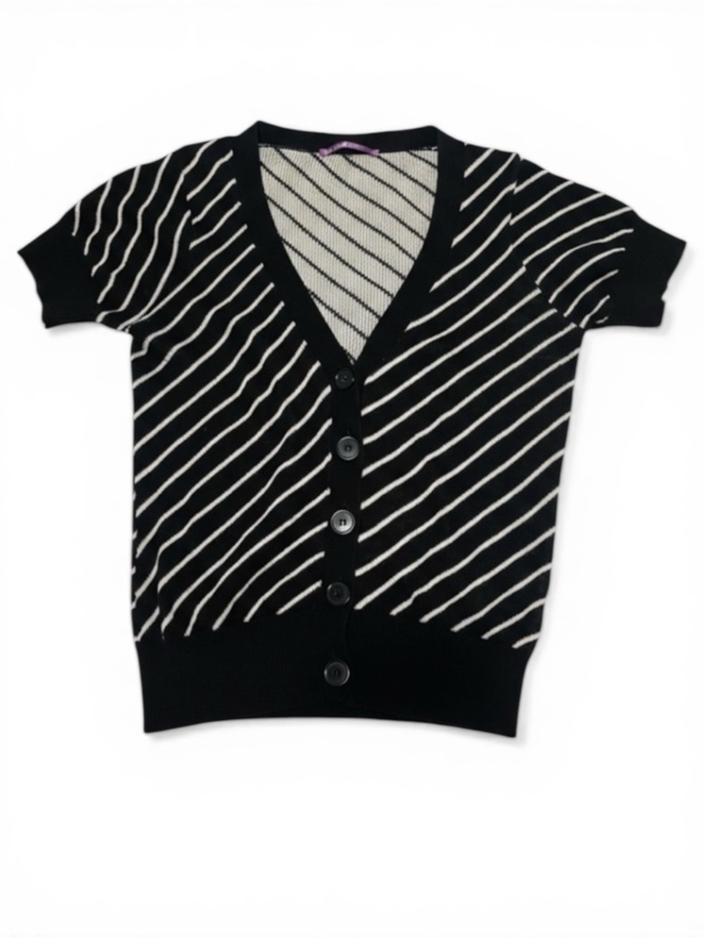 SMART SET Diagonal Stripe Black and White Cardigan - Women’s Medium